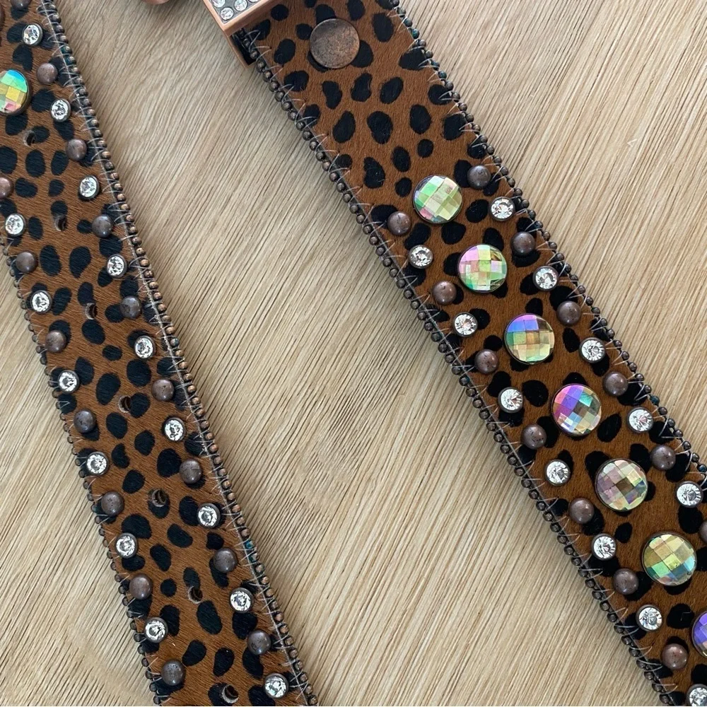 NEW Nocona Rhinestone Colored Calf Hair Leather Belt size XLarge